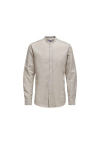 ONLY & SONS - Freizeithemd, Leinenanteil, Slim-Fit, Stehkragen, für Herren - 188758 WHITE