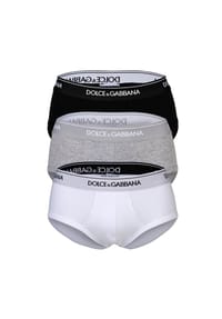 DOLCE & GABBANA - Herren Slips, 3er Pack - Slip Brando, Stretch Baumwolle - Schwarz/Weiß/Grau