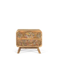 GINER & COLOMER - Nachttische aus Mangoholz, 50 cm, Boho-Stil, Ethno-Look - 46 x 50 x 35 cm - Braun