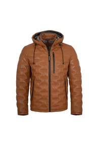 MILESTONE® - Milestone - Herren Lederjacke Steppjacke Lammnappa Kapuze camel - camel