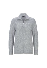 GOLDNER - Kurzgröße:  Melange-Cardigan mit Reißverschluss - blau / melange