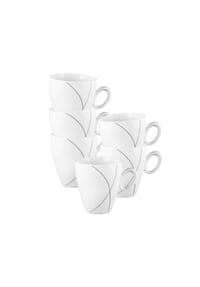 Seltmann Weiden Becher mit Henkel Trio Highline 0,3 l 6er Set weiß-grau - TRIO - weiß-grau