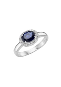 SMART JEWEL® - Ring mit Zirkonia und blauem Kristallstein, Silber 925 - blau