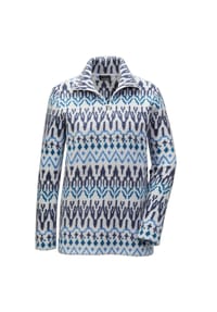 GOLDNER - Kurzgröße:  Kuschelig warmer Fleece-Troyer - aubergine / gemustert