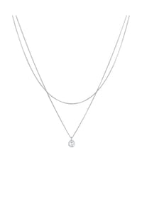 elli. - Halskette 2-Lagig Layer Zirkonia Solitär 925 Silber - Silber