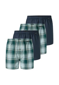 SCHIESSER - Boxershorts 4er Pack Web - Blau / petrol