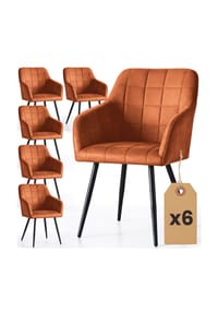 Akord - Luxano Quadratisch Gesteppte, Gepolsterte Esszimmerstühle, 6er-Set - beige / goldfarbene Beine