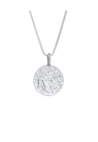 KUZZOÍ - Halskette Herren Basic Coin Plättchen Gehämmert 925 Silber - Gold