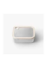 COFI - Frischhaltedosen aus hochwertigem Borosilikatglas mit Deckel, quadratisch - Luftdicht & stapelbar - Beige 15 x 15 x 5 cn