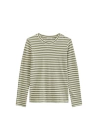 Marc O'Polo - Damen Langarmshirt - Jersey T-Shirts Longsleeve, Ringelshirt, Rundhals, Baumwolle - Hellgrün