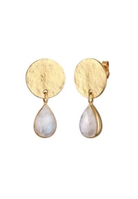 elli. PREMIUM - Ohrringe Ohrstecker Tropfen Mondstein Weiß 925 Sterling Silber Vergoldet - Gold