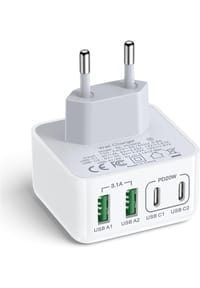 MANIKE - USB C Ladegerät, 40W 4-Port Mehrfach Ladegerät mit USBC und USBA, USBC Schnellladegerät PD 3.0 Power Adapter USB Netztei - weiß