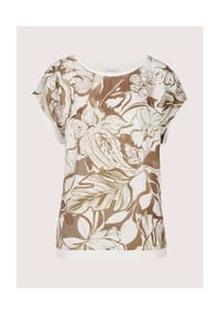 MADELEINE - Florales Print-Shirt aus Viskose, Kurzarm - perlweiß / caramel