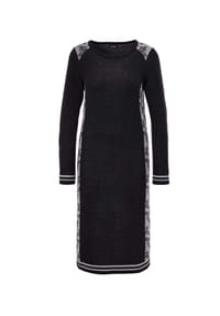 GOLDNER - Kurzgröße:  Jacquard Strickkleid - schwarz / silbergrau / gemustert