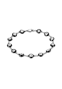TRUE REBELS - Armband Edelstahl Emaille schwarz - silber