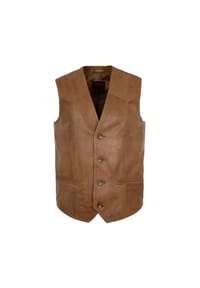 MADDOX - Herren Lederweste Lammnappa whisky - whisky
