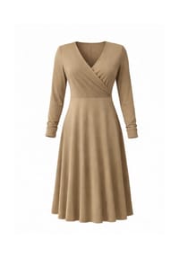 CAROLIN RICK - Jerseykleid mit Wickeloptik am Oberteil - Cognac