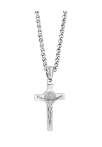 Adelia's - Herren Edelstahl Halskette mit Anhänger Kreuz 50 cm + 5 cm silberfarben - gold