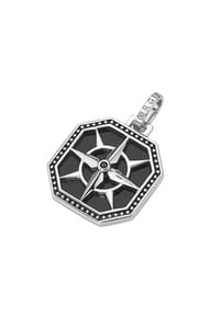 GIORGIO MARTELLO MILANO - Anhänger Kompass mit Achat und Spinell in schwarz, Silber 925 - silber