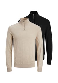 JACK & JONES - Troyer 2er Pack Emil Knit - Dark grey melange