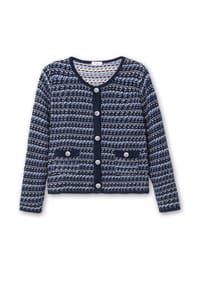 sheego - Strickjacke - blau gemustert