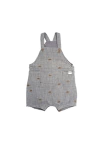 maximo® - GOTS BABY-Latzshorts, Taschen Musselinstoff, Futter, Windelöffnung - graumeliert-auto