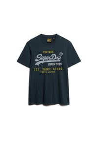 Superdry. - Herren T-Shirt - VI Heritage Relaxed Tee , T-Shirt, Baumwolle, Rundhals, Logo, einfarbig - Dunkelblau