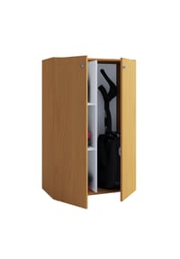 VCM. - Holz Besenschrank | 4 Fächer | Haushaltsschrank | Maße: B. 70 x H. 111 x T. 38 cm | 2 Drehtüren – Lona L - Buche