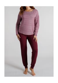 TOM TAILOR - Schlafanzug, U-Boot-Ausschnitt, für Damen - 422 ROT-MITTEL