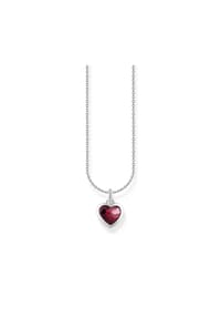 Thomas Sabo Essentials - Kette mit dunkelrotem Herz-Anhänger - silberfarben