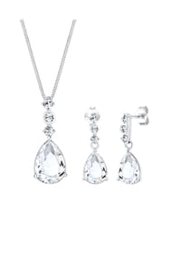 elli. PREMIUM - Schmuckset Tropfen Weiß 925 Silber, Mit Kristallen Von Swarovski® - Rosegold