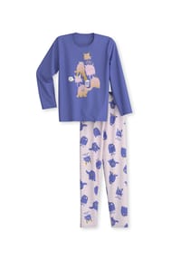 CALIDA - Kinder Pyjama aus reiner Bio-Baumwolle Kids Monsters - violet storm