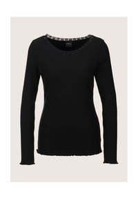 MADELEINE - Rippen-Shirt mit Spitze - schwarz