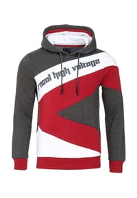 RUSTY NEAL - Kapuzenpullover in sportlichem Design - Anthrazit / Weiß / Bordo