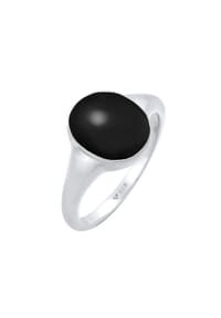 elli. - Ring Siegelring Emaille Oval 925 Silber - Dunkelblau