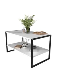 VCM. - Holz Beistelltisch | Couchtisch im schlichten Industriestyle | Maße ca. H. 50 x B. 90 x T. 50 cm | Wohnzimmertisch | Kaffeetisch - Insasi L - Weiß