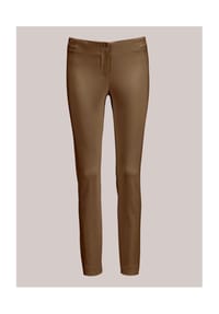 MADELEINE - Schlanke Stretch-Hose mit Vichy-Karo - cappuccino