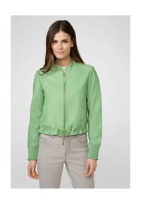 RICANO - Damen Lederjacke Lilly, Cropped Lederjacke mit Kordelzug am Bund - Minze