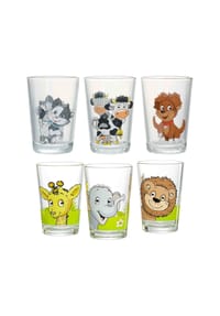 Ritzenhoff & Breker Kindergläser Hof- und Dschungeltiere 205 ml 6er Set bunt - DSCHUNGELTIERE, HOFTIERE - bunt