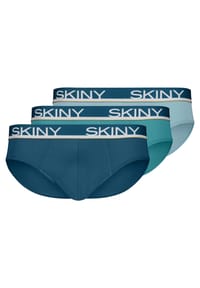 SKINY® - Herren Slips 3er Pack - Brasil Briefs, Unterwäsche Set, Cotton Stretch - Blau/Türkis/Hellblau