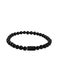 Adelia's Men Bold Style - Armband – Kugelarmband aus Edelstahl mit Onyx 21 cm - schwarz