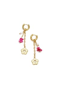Adelia's - Damen Creolen mit Blumenanhängern aus Edelstahl - goldfarben