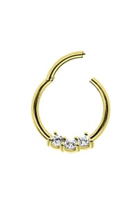 Adelia's - Piercing Ring Smooth Segment Clicker mit Stein, Gold - gold