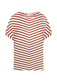 elanza - Shirt V Stripes - terra/weiß