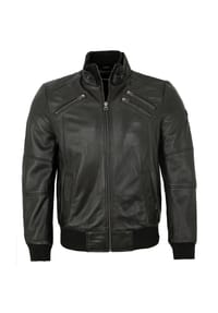 bruno banani - Bruno Banani - Herren Lederjacke Bomberjacke Lammnappa schwarz - schwarz
