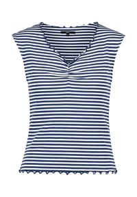 zero - Halbarm-Shirt mit Raffung - Blue/White