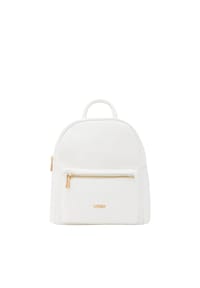 L.CREDI - BUDAPEST Rucksack, Reißverschluss, Emblem, für Damen - WEISS