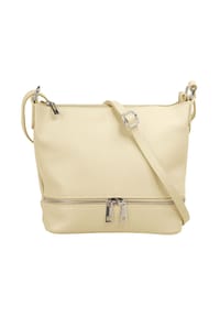 Cluty - Umhängetasche Echt Leder, Made In Italy - beige