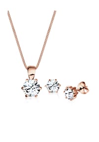 elli. - Schmuckset Basic Weiß 925 Sterling Silber Rosé-Vergoldet, Mit Kristallen Von Swarovski® - Weiß