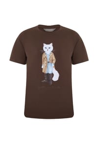 cat e lolette - Braunes T-Shirt mit Katzenmotiv - Braun